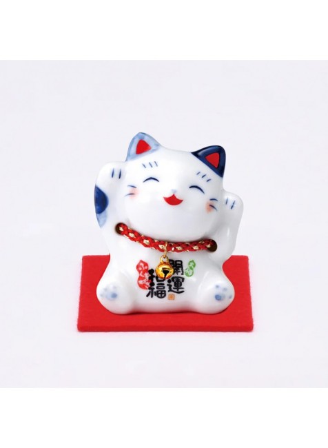 Figurine japonaise Maneki Neko Somewata Fukumaneki en porcelaine faite main au Japon chez Modern and Past
