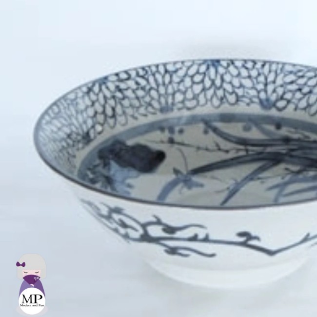 Bol à ramen japonais fleurs et oiseaux – Fabriqué au Japon Bol à ramen japonais en porcelaine motifs fleurs et oiseaux