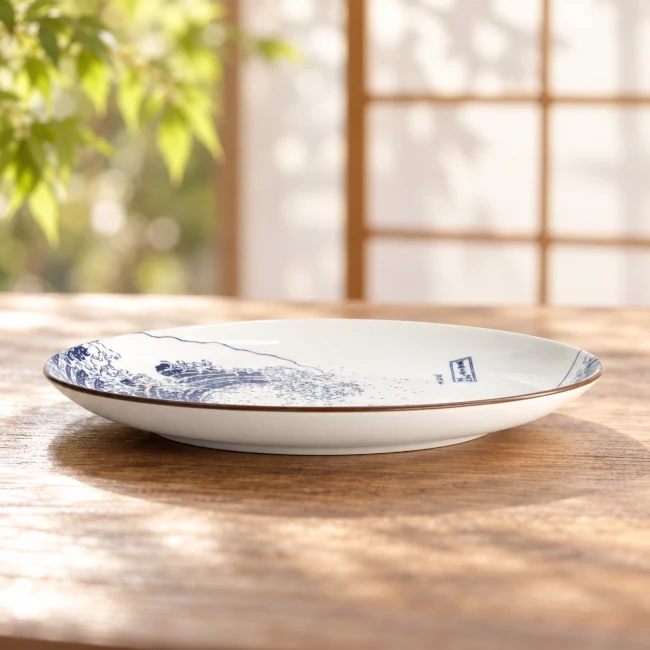 Assiette ronde japonaise Hokusai 25,2 cm - Modern and Past Grande assiette japonaise Hokusai Vague de Kanagawa et Fuji - Modern and Past