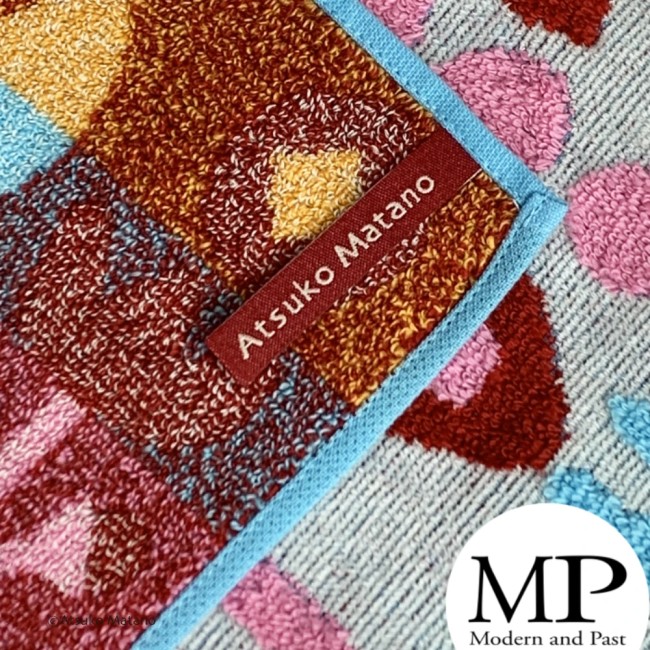 Mini serviette japonaise bleue en coton éponge motif chat Gardening Atsuko Matano fabriquée au Japon