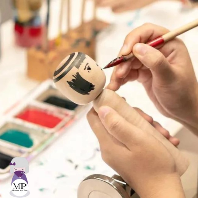 Poupée japonaise Kokeshi Young Samurai en bois peinte à la main