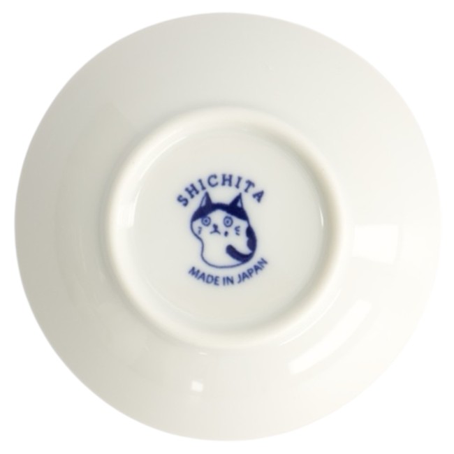 Coupelle japonaise à sauce chat Dora bleu en porcelaine Shichita