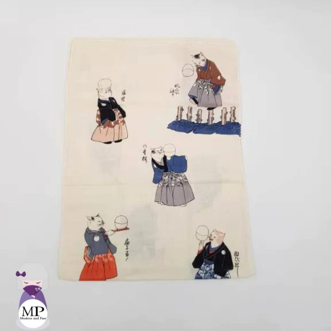 Tenugui japonais motif chats en kimono – Kuniyoshi