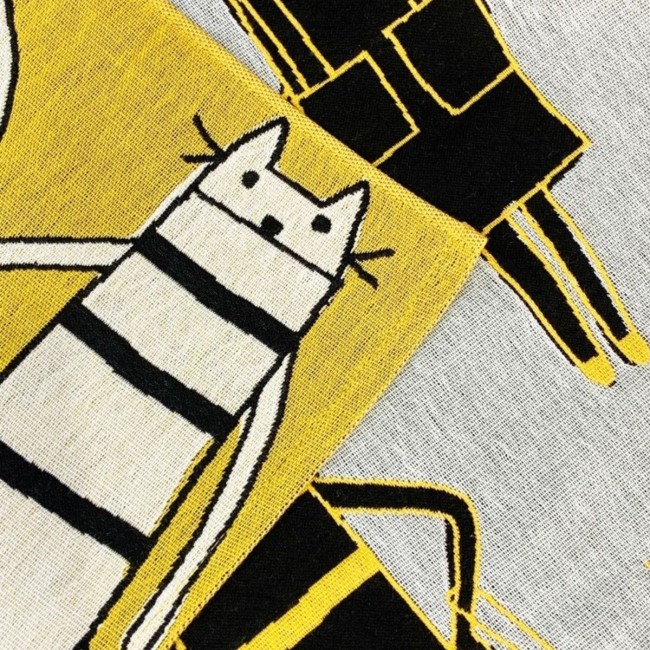 serviette de bain japonaise Cat in NY jaune Atsuko Matano