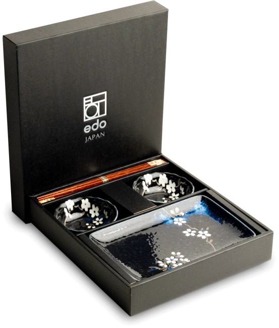 coffret sushis japonais hana bleu motif sakura