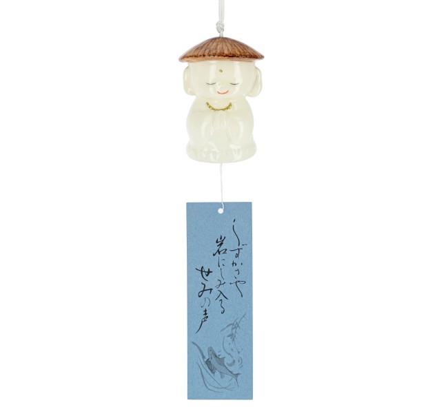 cloche furin japonaise jizo en céramique avec girouette