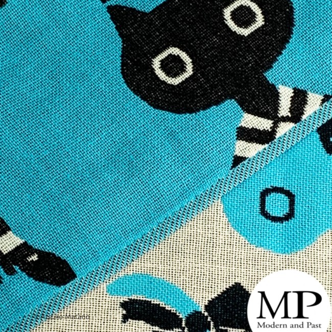 serviette japonaise bleue gaze coton motif Chat Mémé