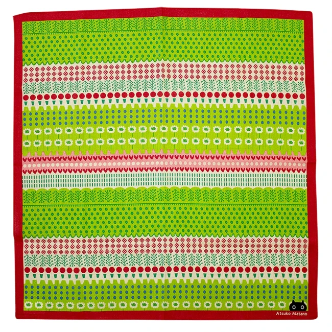 Petit foulard en gaze de coton Atsuko Matano Spain vert jaune fabriqué au Japon chez Modern and Past