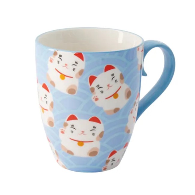 Mug Maneki Neko bleu 380 ml – Tokyo Design Studio Mug japonais Maneki Neko bleu 380 ml Tokyo Design Studio