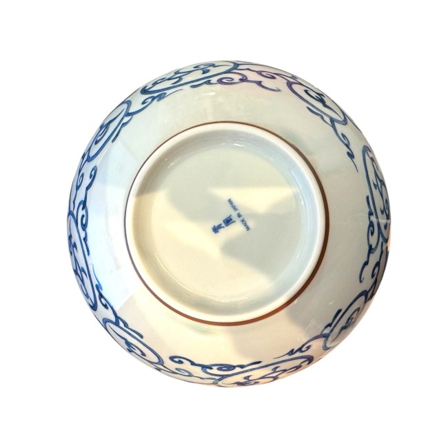 Grand bol japonais en porcelaine bleu patchwork motifs pieuvre