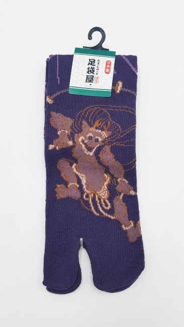 Chaussettes Tabi motif Raijin en coton – Made in Japan Chaussettes japonaises Tabi Raijin en coton fabriquées au Japon - mauve