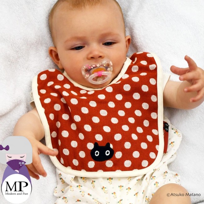 Bavoir japonais bébé coton rouge à pois Atsuko Matano fabriqué au Japon