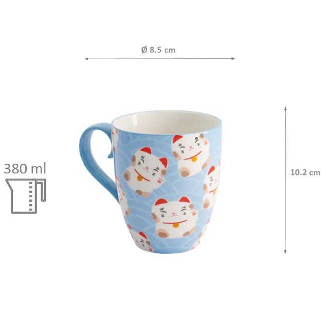 Mug Maneki Neko bleu 380 ml – Tokyo Design Studio Mug japonais Maneki Neko bleu 380 ml Tokyo Design Studio