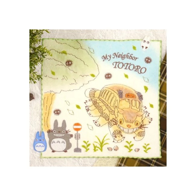 Mini serviette Chatbus Totoro – Produit officiel Mini serviette Chatbus et Totoro 25×25 cm – Studio Ghibli