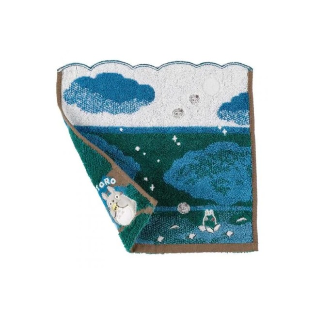 Mini serviette Totoro sous la lune – Totoro gris et bleu – Studio Ghibli
