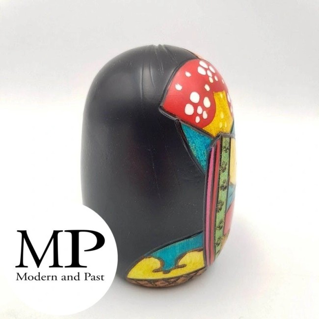 Poupée japonaise Kokeshi Umemai colorée en bois peint