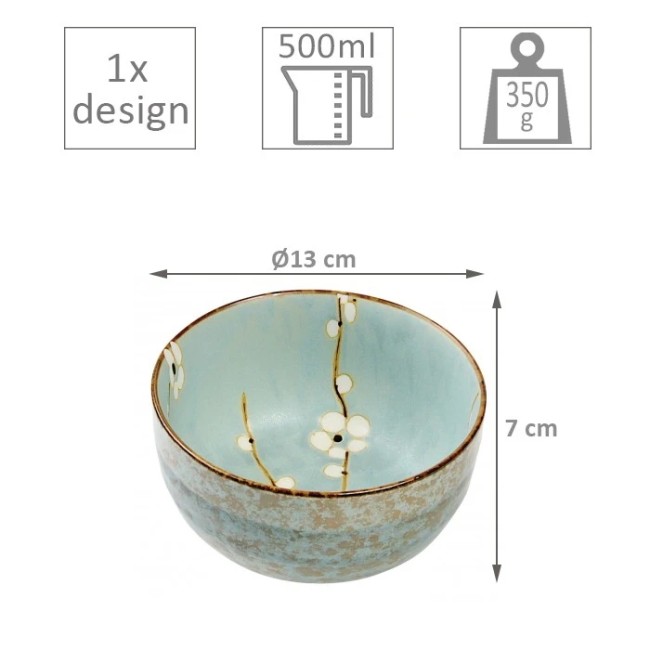 Bol japonais à riz ou à soupe vert Soshun Hana Sakura Fabriqué au Japon Bol japonais - vert Soshun - riz - soupe - cuisine - 13 x 7 cm - 500ml - vaisselle - Modern and Past - Brest - fabriqué au Japon