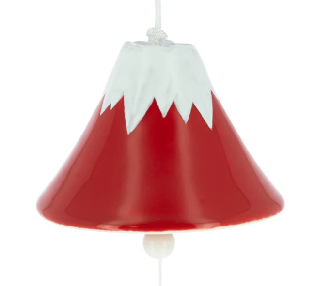 Cloche Furin en céramique Fuji rouge fabriquée au Japon chez Modern and Past