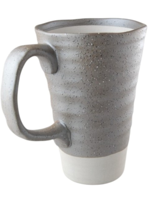 mug japonais Nami Fuchi en faïence marron et gris