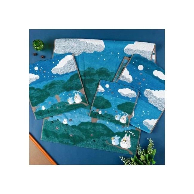 Mini serviette Totoro sous la lune – Totoro gris et bleu – Studio Ghibli