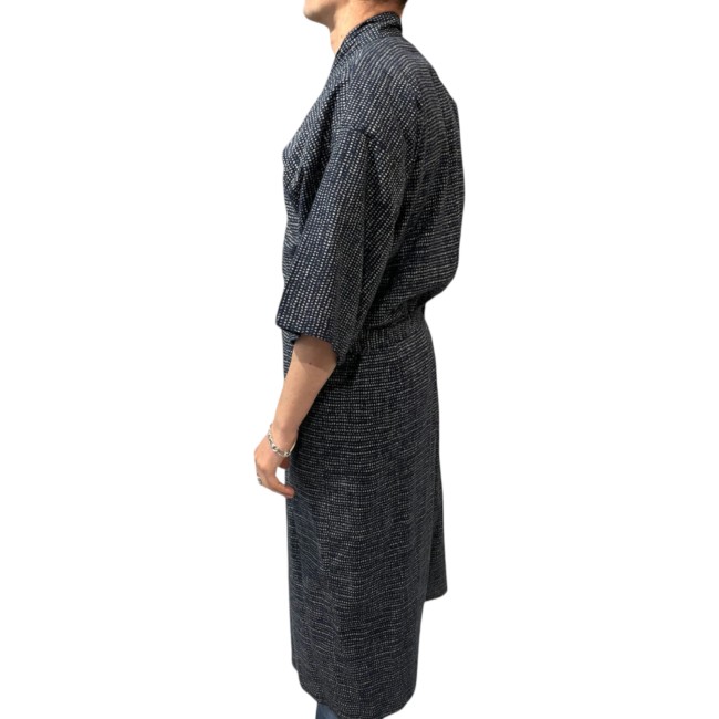 Yukata japonais homme coton bleu nuit à fleurs – Fabriqué en France