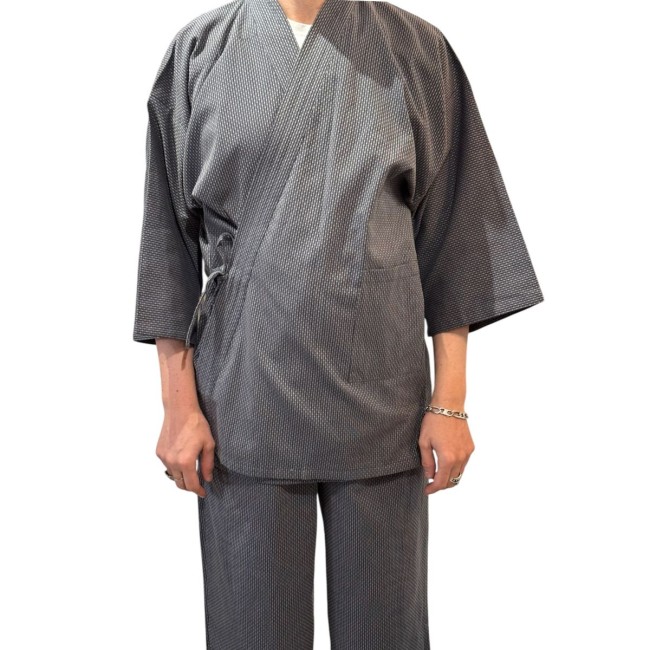 Samue Japonais Gris Sashiko en coton épais samue japonais gris sashiko en coton épais