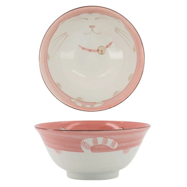 bol japonais chat neko rose kawaii porcelaine tokyo design