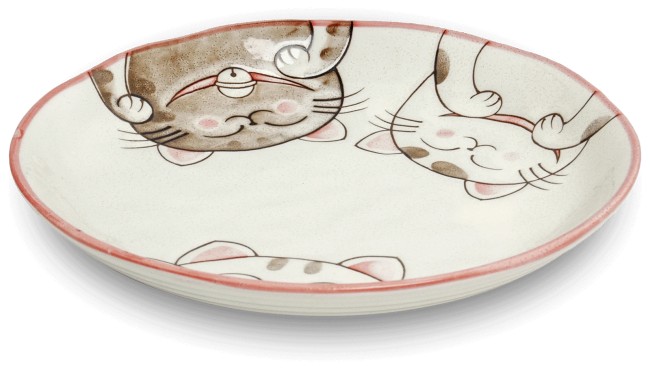assiette japonaise neko kawaii 3 chats rose