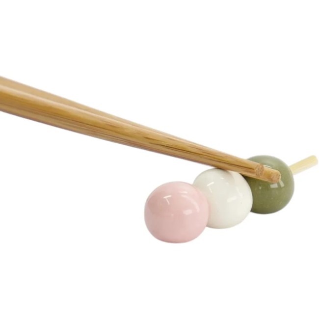 Repose-baguettes Dango japonais en faïence – rose blanc vert – fabriqué au Japon
