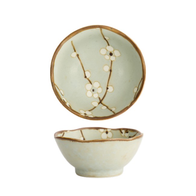Saucière japonaise Sakura vert mat en céramique fait main