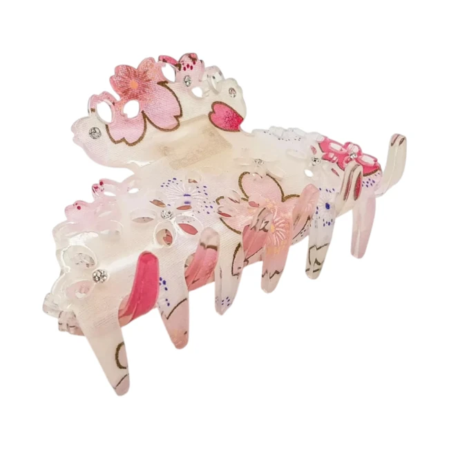 Pinces crocodile japonaises Sakura en tissu chirimen blanc chez Modern and Past