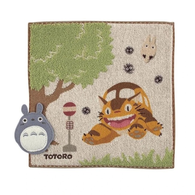 mini serviette en coton Totoro et le Chatbus Studio Ghibli