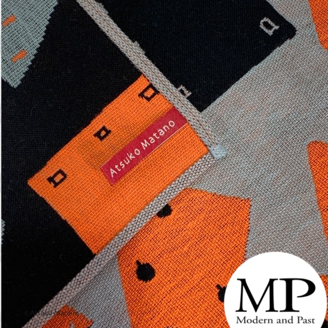 Serviette japonaise chat coton Maze beige Orange, Atsuko Matano, boutique japonaise, magasin japonais - Modern and Past à Brest