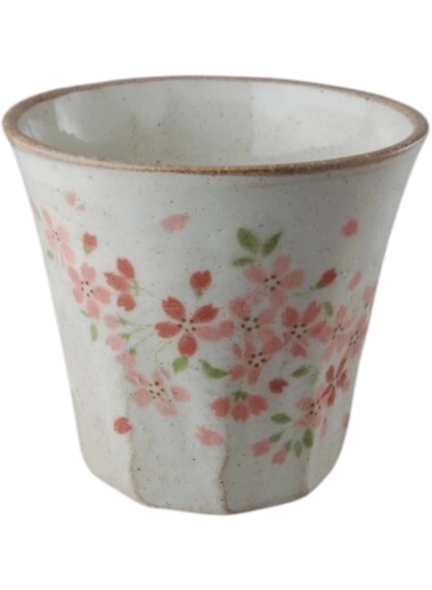 Tasse japonaise Sakura Shizuku – Fleurs de cerisier – Faïence artisanale Tasse japonaise Sakura Shizuku en faïence blanche avec motifs de fleurs de cerisier fabriquée au Japon