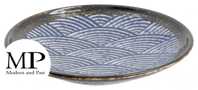 Assiette japonaise Aisai Seigaiha Nami bleu 19.6 cm