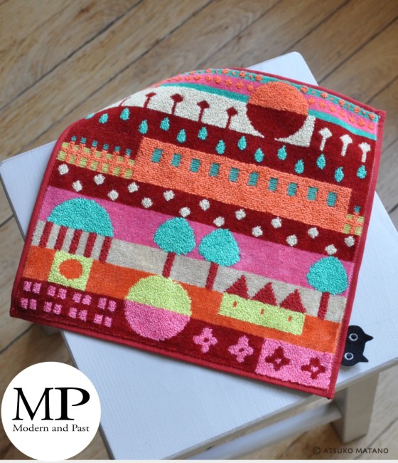 Petit foulard japonais Atsuko Matano Checkmate bleu Petit foulard japonais bleu motif Checkmate Atsuko Matano