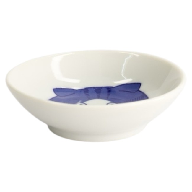 Coupelle japonaise à sauce en porcelaine motif chat scottish bleu