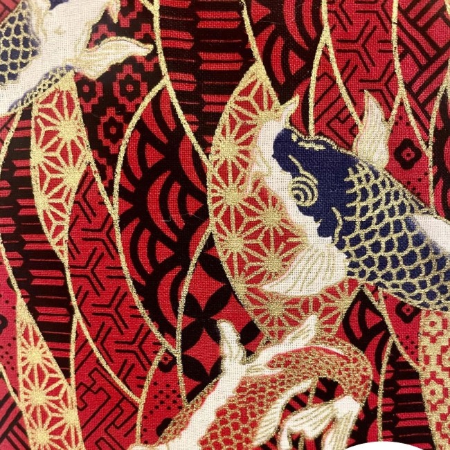 obi ceinture japonaise rouge motifs carpe koi