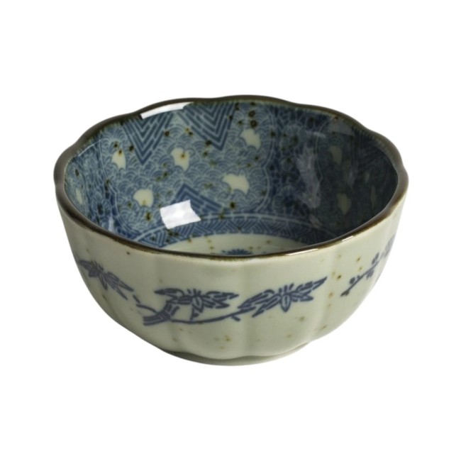 Mini bol guilloché en porcelaine motif Yokoi Shoshi bleu – fabriqué au Japon