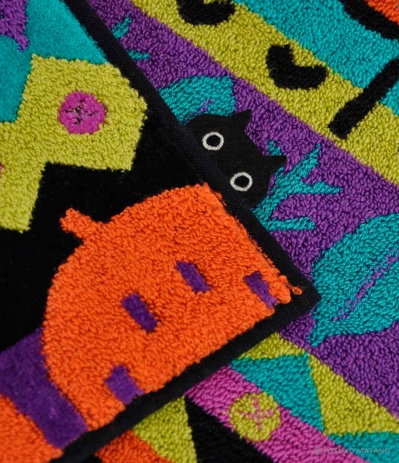 Mini serviette japonaise Happy Motif noir – Atsuko Matano mini serviette japonaise Happy Motif noir Atsuko Matano