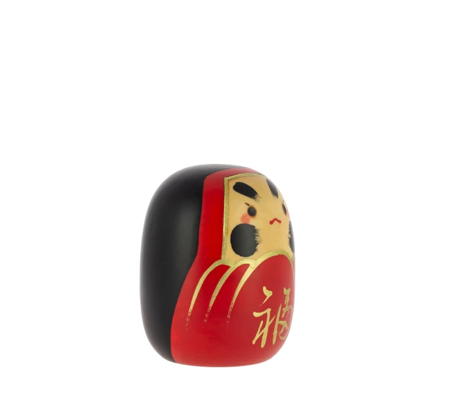 Kokeshi Daruma japonaise rouge faite main au Japon - Modern and Past Poupée japonaise Kokeshi Daruma rouge porte-bonheur - Modern and Past