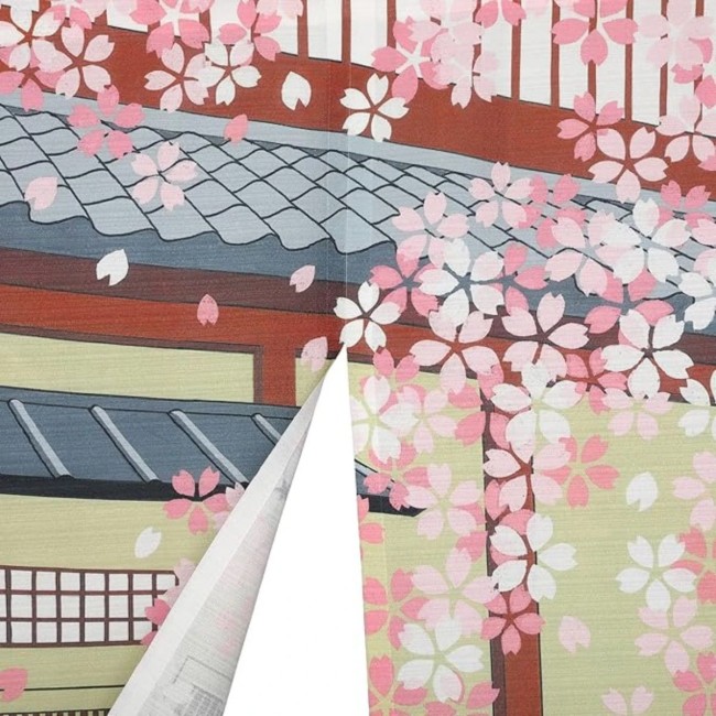 Noren japonais Promenade dans le vieux Kyoto – Fabriqué au Japon Noren japonais Geishas sous les sakura dans le vieux Kyoto