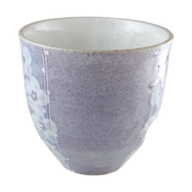 Tasse japonaise Konabiki Hanabatake violette – Fabriquée au Japon Tasse japonaise violette Hanabatake aux fleurs de cerisier
