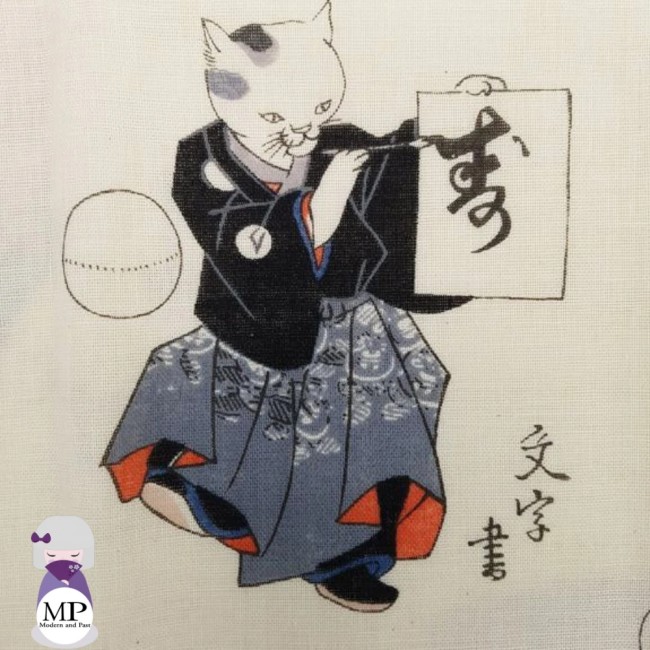 Tenugui japonais motif chats en kimono – Kuniyoshi