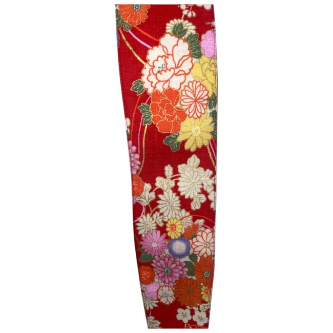obi ceinture japonaise rouge en coton à motifs fleurs
