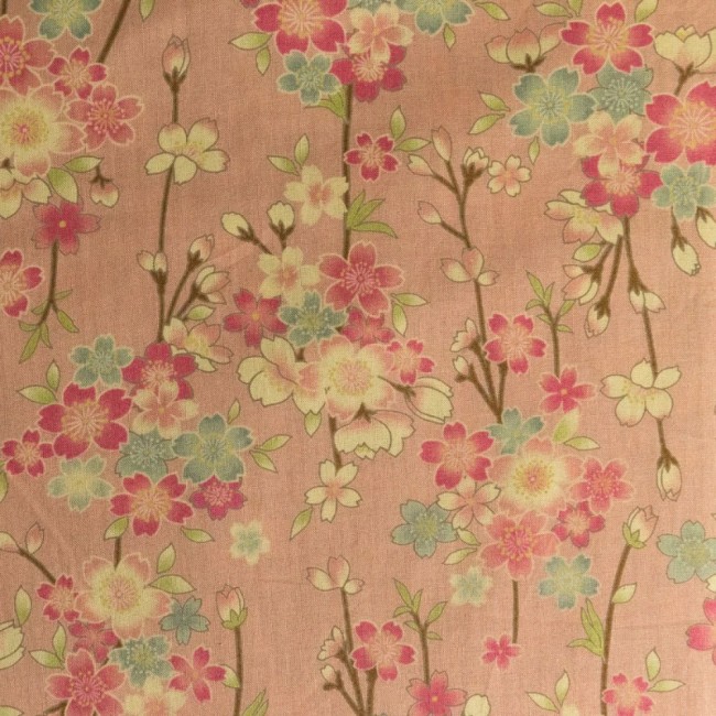 tissu japonais coton sakura rose fleurs cerisier