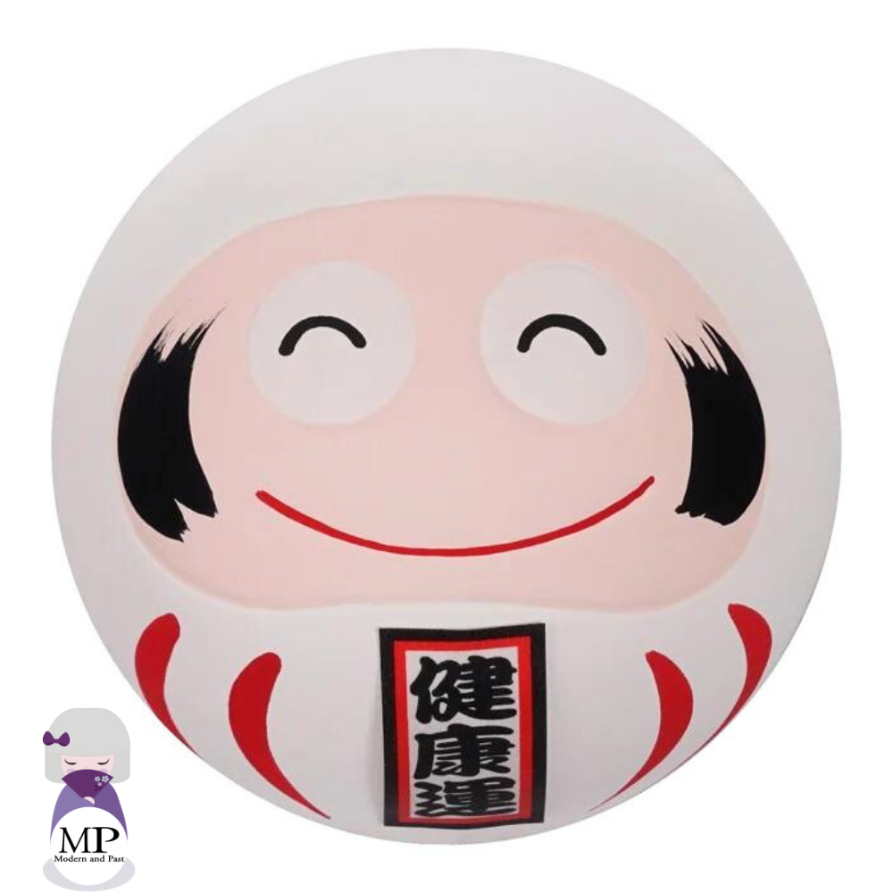 Poupée Daruma Miniature En Céramique Blanche - Statue Japonaise Porte-bonheur - Décoration Tableau De Bord, Bureau - 4,5 Cm