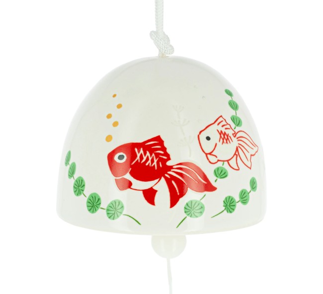 cloche furin japonaise en céramique poisson rouge rankaku
