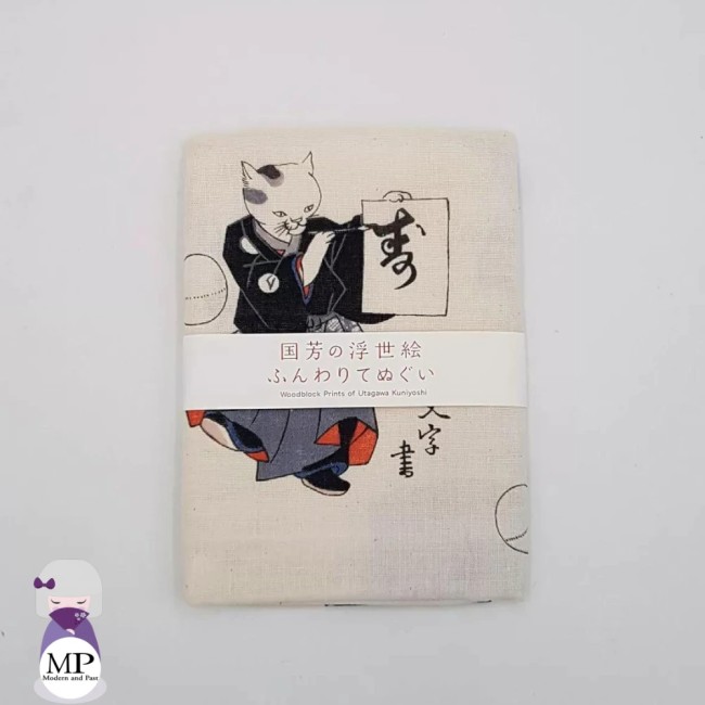 Tenugui japonais motif chats en kimono – Kuniyoshi