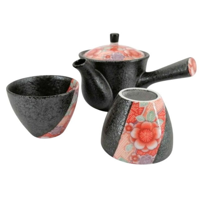 Service à thé japonais Kyusu Kyo Yuzen en porcelaine de Mino